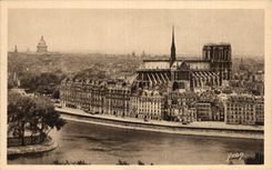 Paris - Perspective sur Notre Dame et le Pantheon - Yvon - CPA 