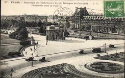 Paris - Panorama des Tuileries et L'Arc de Triomphe du Carrousel - CPA 
