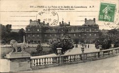 Paris - 6 - the Palate and the Garden of Luxembourg - lion - CPA