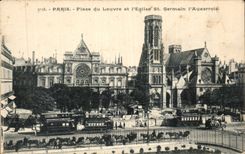 Paris - 1 - Place du Louvre et Eglise St Germain l'Auxerrois - CPA 