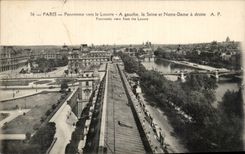 Paris - 1 - Panorama vers le Louvre - A gauche La Seine et Notre Dame a droite - CPA 