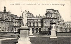 Paris - 1 - La Statue de la Verite - Les Jardins du Carrousel et le Louvre - CPA 