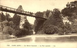 Paris - 19 - Chaumont Hillocks - the Suspended bridge - CPA