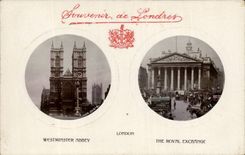 England - England - London - Souvenir of London - Royal Exchange - Westminster Abbey - CPA