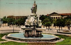 Nimes - der Pradier Brunnen - Ort von Esplanade CPA