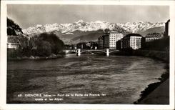 Grenoble - Bridge of the Gate of France - Quays and the Alps - CPA