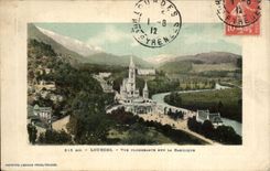 Lourdes - View from above on the Basilica - CPA