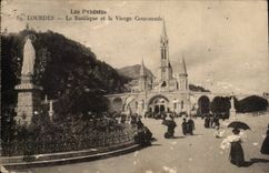 Lourdes - the Basilica and Viege Crown - CPA