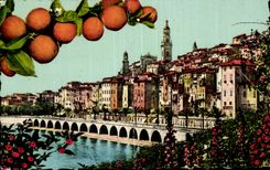 MODERN CARD Menton View of the old man Menton