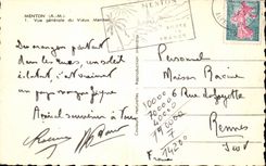 MODERN CARD Menton View of the old man Menton