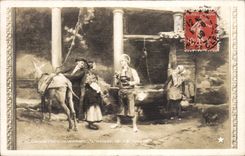 CPA Living room 1909 Worms the hour of soup Ass Donkey Mule