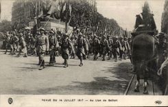 Re-examined CPA of July 14th 1917 To the lion of Belfort Paris Militaria