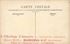 Lyon CPA Statue of Bernard de Jussieu Publicity Clock of Auxerre