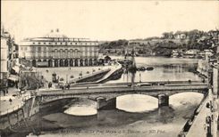 CPA Bayonne the Mayou bridge and the theater