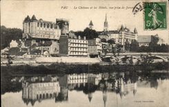 CPA Pau das Schloss und die Hotels gesehen von Jurancon