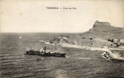 CPA Tunisia Tabarka Corner of the island boat
