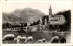 CPSM Lourdes the basilica and the peak of Jer