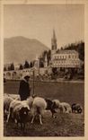 CPA Lourdes the basilica Sheep Sheep