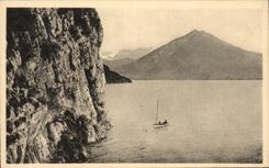 CPA Lake Annecy Menthon the rock of Expensive and the mountain of Entrvernes