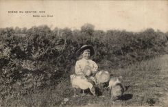 CPA Szene des Mittelbabys zu den Gansen TOP (Kindfolklore)