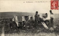 CPA Militaria In operations Shooting of a part of 75 mm