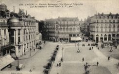 Angers CPA Places rallying the Stations and Telegraphs Coffee rallying and large hotel