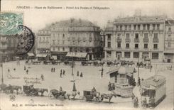 Angers CPA Post office building Places Tramway rallying Very nice shot