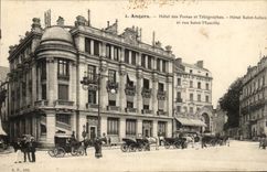 Angers CPA post office building and Telegraphs Hotel Saint Julien and street Saint Maurille
