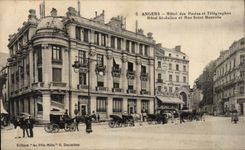 Angers CPA Post office building and Telegraphs Hotel St Julien and street Saint Maurille
