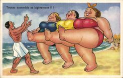 CPA Humour Toutes ensembles et legerement ( femmes fortes )