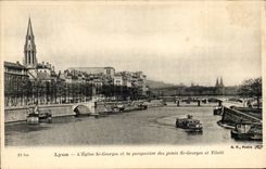 CPA Lyon the church St Georges and the prospect for the bridges St Georges and Tilsitt