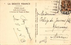 CPA Nimes Garten des Albrunnen Innenraums des Tempels von Diane