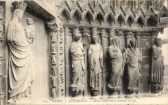 Reims CPA Cathedral Detail of the central portal