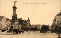 Reims CPA the Sube fountain towards Saint Jacques