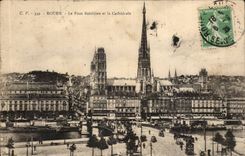 Rouen CPA the Boieldieu bridge and the cathedral
