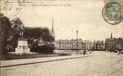 Rouen CPA Statue of Pierre crow and the city
