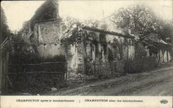 CPA Champguyon after the bombardment