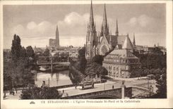 CPA Strasbourg the Protestant church and the cathedral