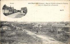 Beuvraignes CPA Street of the church and road of Tillolny after the departures of German