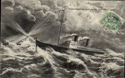 Transatlantic CPA returning to the port not storm headlight lighthouse