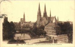 CPA Strasbourg the Protestant church St Paul and the cathedral