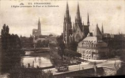 CPA Strasbourg Church prostestante St Paul and cathedral
