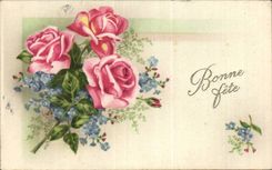 CPA Phantasie-Blumen Rose Bonne feiert