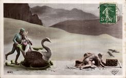 CPA Fantaisie Bonne annee 1910 1909 Cygne Swan