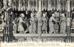 CPA Chartres Kathedrale-Umfang des Chors die gesegnete Jungfrau die zum Tempel geht