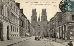 CPA Orleans the street Jeanne of arc and the cathedral Sainte Cross