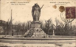 CPA Reims Fontaine Bartholdi Places Republic