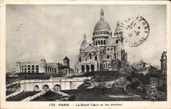 CPA Paris Le SAcre Coeur et les jardins Montmartre