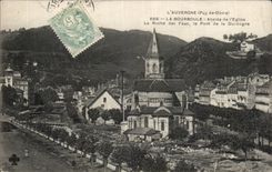 CPA Bourboule Apse of the church the rock of the Fairies the bridge of the Dordogne