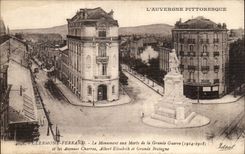 CPA Clermont Ferrand the war memorial of the Great War and the avenues Charas Albert Elisabeth and Grande Bretagn